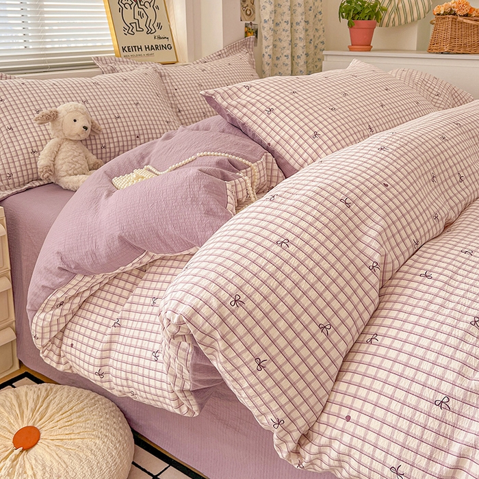 91家纺网 家纺一手货源 找家纺 （总）仟网汇 2025新款古法水洗棉小布袋四件套