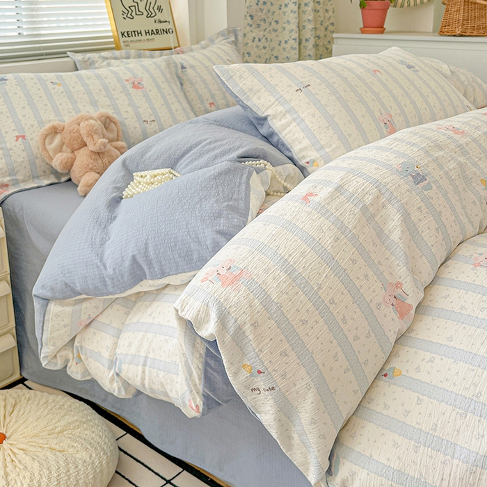 91家纺网 家纺一手货源 找家纺 （总）仟网汇 2025新款古法水洗棉小布袋四件套