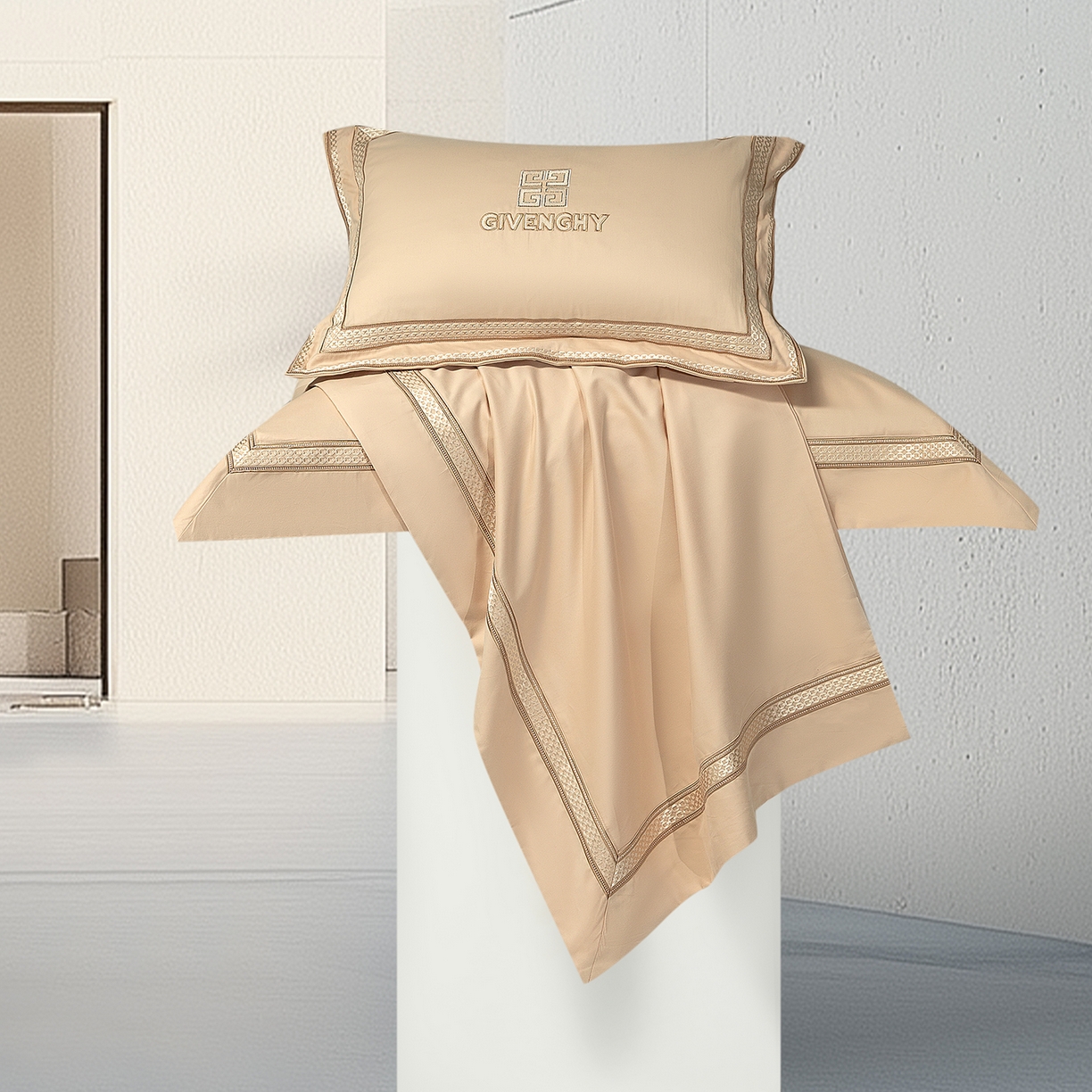 91家纺网 家纺一手货源 找家纺 （总）高大尚婚庆馆 2025新款长绒棉磨毛四件套-纪梵希