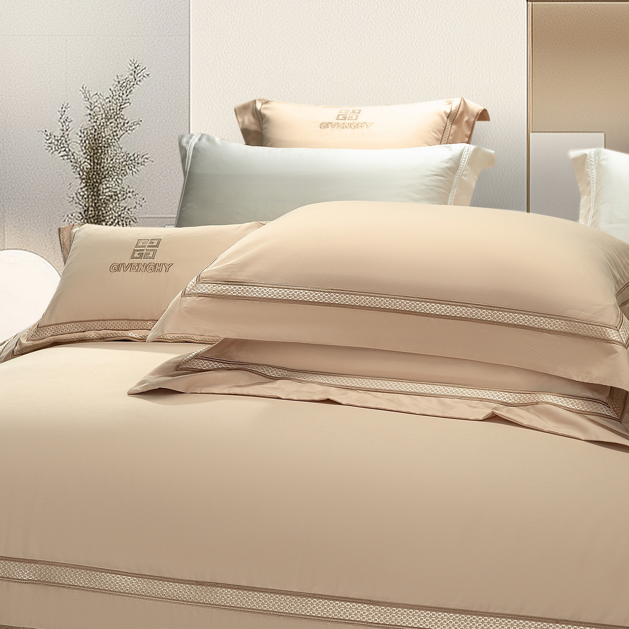 91家纺网 家纺一手货源 找家纺 （总）高大尚婚庆馆 2025新款长绒棉磨毛四件套-纪梵希