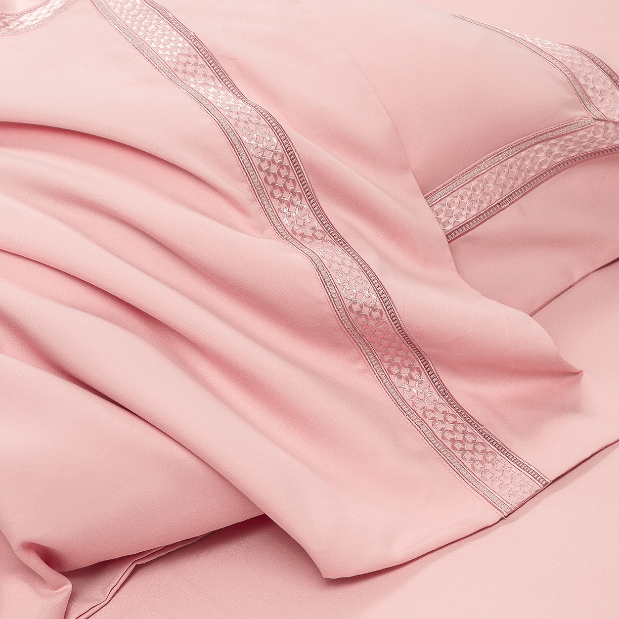 91家纺网 家纺一手货源 找家纺 高大尚婚庆馆 2025新款长绒棉磨毛四件套-纪梵希 纪梵希-落樱粉