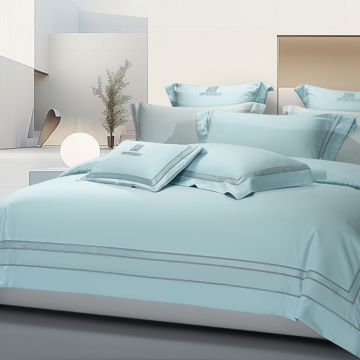 91家纺网 家纺一手货源 找家纺 高大尚婚庆馆 2025新款长绒棉磨毛四件套-纪梵希 纪梵希-水晶兰