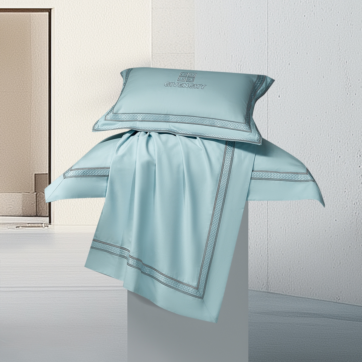 91家纺网 家纺一手货源 找家纺 高大尚婚庆馆 2025新款长绒棉磨毛四件套-纪梵希 纪梵希-水晶兰