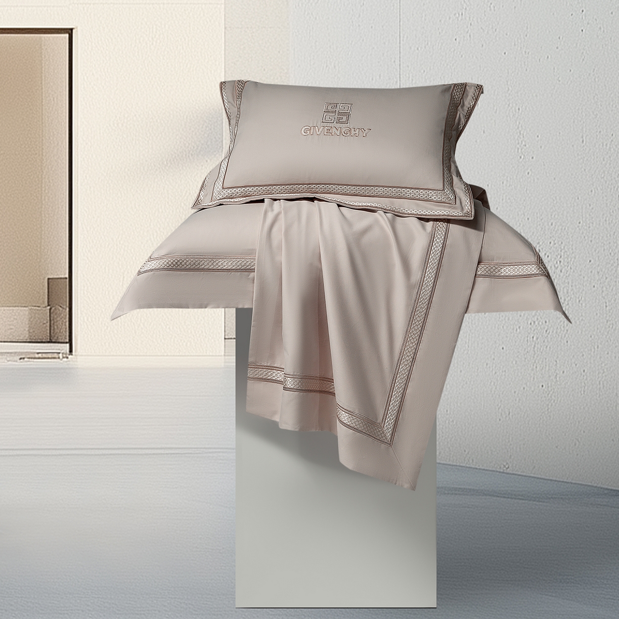 91家纺网 家纺一手货源 找家纺 高大尚婚庆馆 2025新款长绒棉磨毛四件套-纪梵希 纪梵希-香槟金