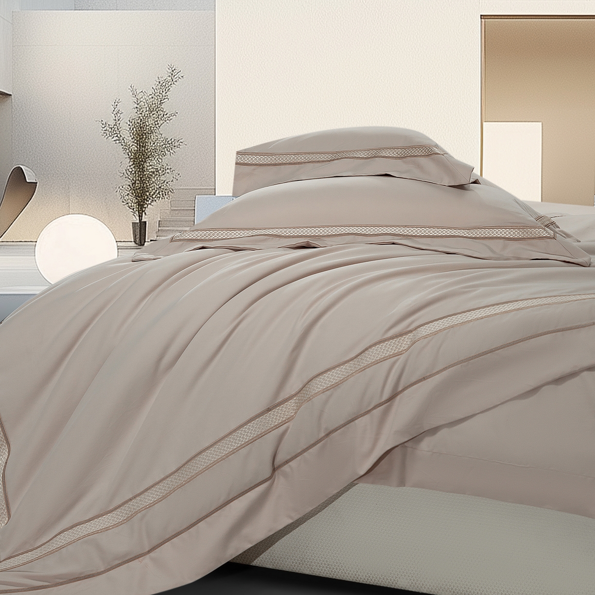 91家纺网 家纺一手货源 找家纺 高大尚婚庆馆 2025新款长绒棉磨毛四件套-纪梵希 纪梵希-香槟金