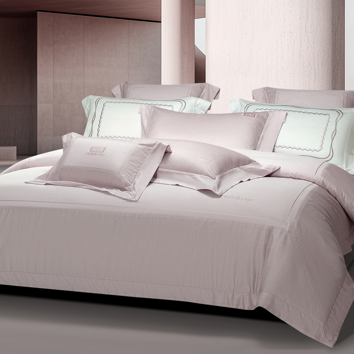 91家纺网 家纺一手货源 找家纺 高大尚婚庆馆 2025新款长绒棉磨毛四件套-迪澳 MXG迪澳-淡雅紫