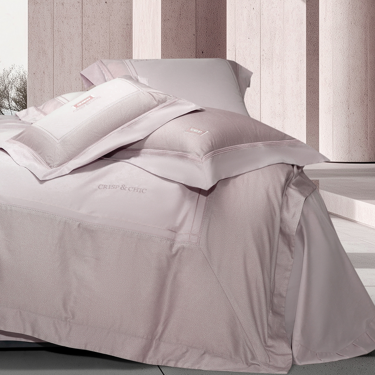 91家纺网 家纺一手货源 找家纺 高大尚婚庆馆 2025新款长绒棉磨毛四件套-迪澳 MXG迪澳-淡雅紫