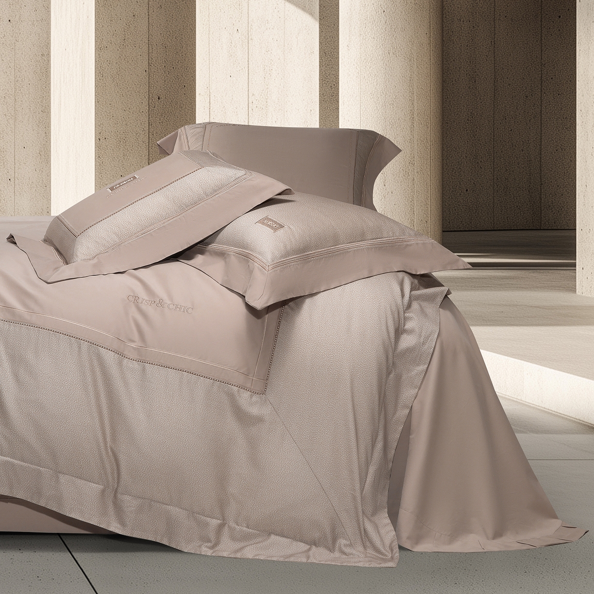 91家纺网 家纺一手货源 找家纺 高大尚婚庆馆 2025新款长绒棉磨毛四件套-迪澳 MXG迪澳-卡其色