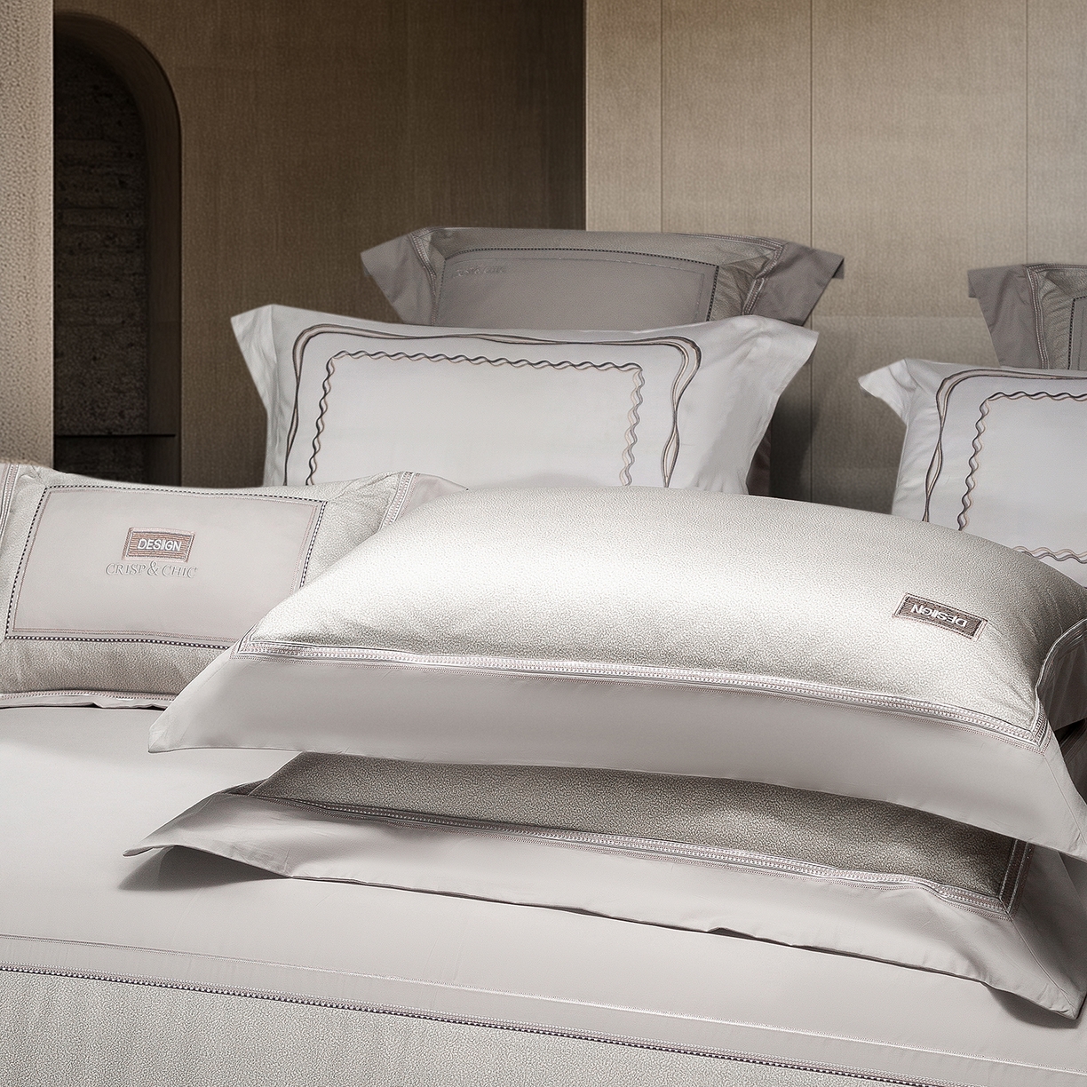 91家纺网 家纺一手货源 找家纺 高大尚婚庆馆 2025新款长绒棉磨毛四件套-迪澳 MXG迪澳-绅士灰