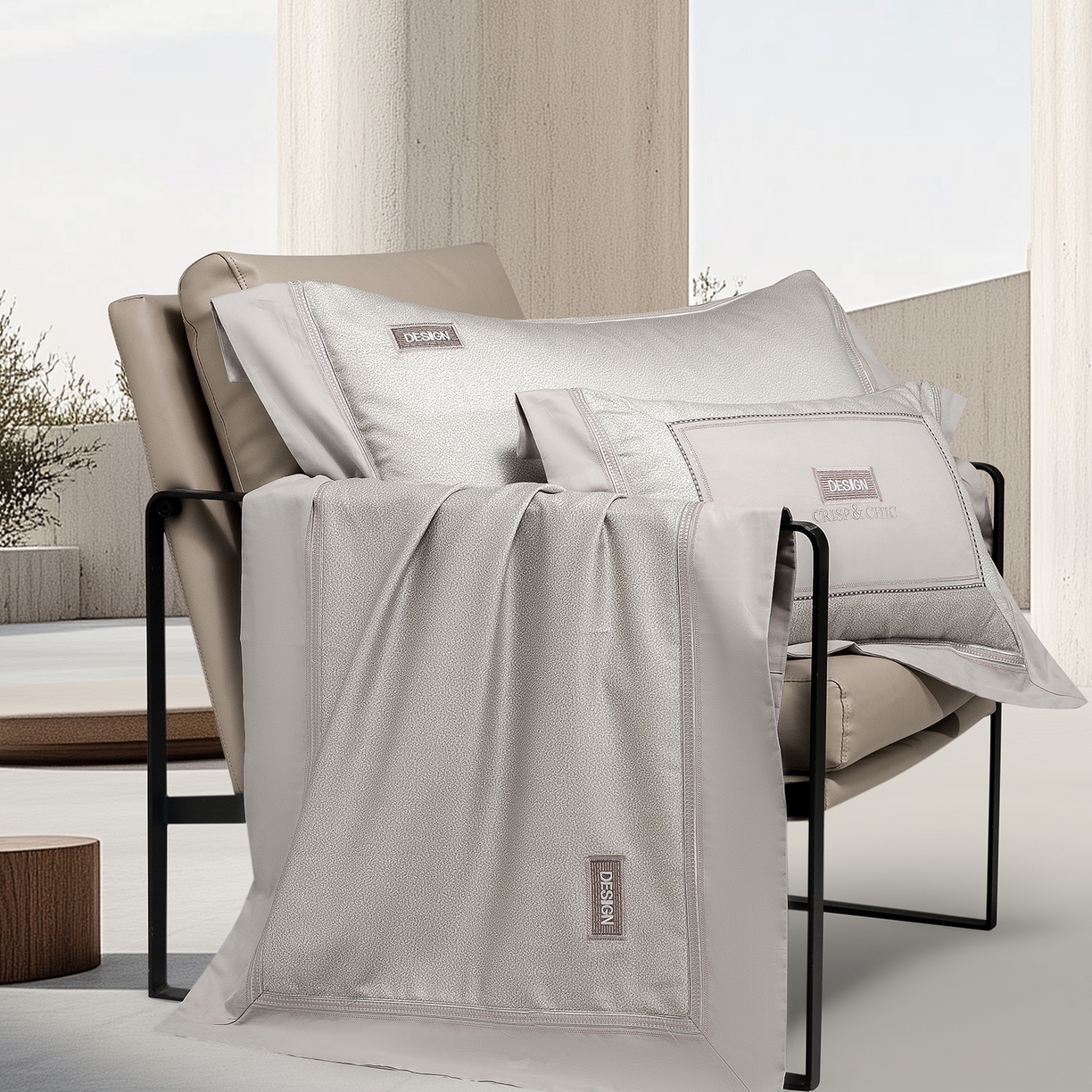 91家纺网 家纺一手货源 找家纺 高大尚婚庆馆 2025新款长绒棉磨毛四件套-迪澳 MXG迪澳-绅士灰