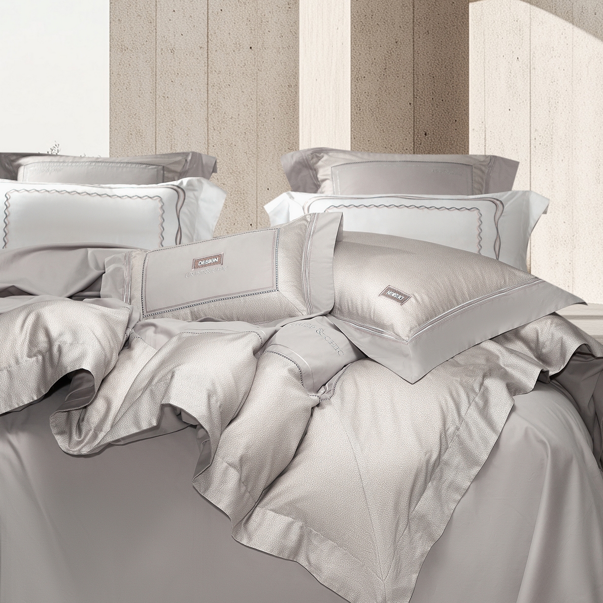 91家纺网 家纺一手货源 找家纺 高大尚婚庆馆 2025新款长绒棉磨毛四件套-迪澳 MXG迪澳-绅士灰