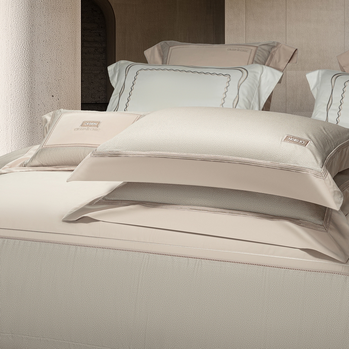 91家纺网 家纺一手货源 找家纺 高大尚婚庆馆 2025新款长绒棉磨毛四件套-迪澳 MXG迪澳-香槟金