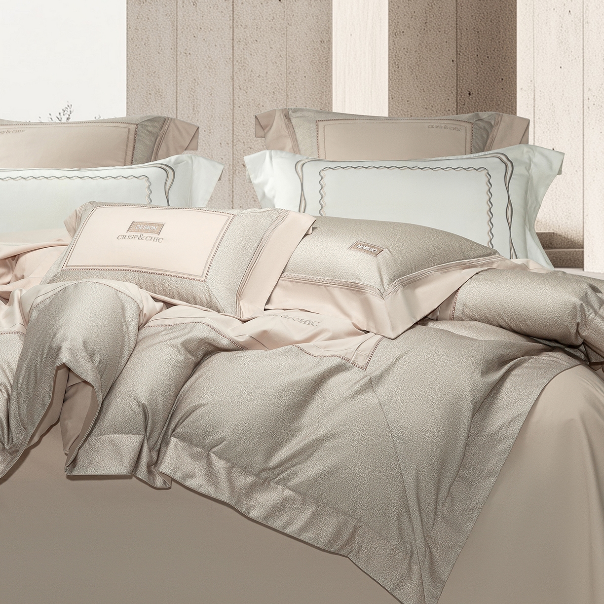 91家纺网 家纺一手货源 找家纺 高大尚婚庆馆 2025新款长绒棉磨毛四件套-迪澳 MXG迪澳-香槟金