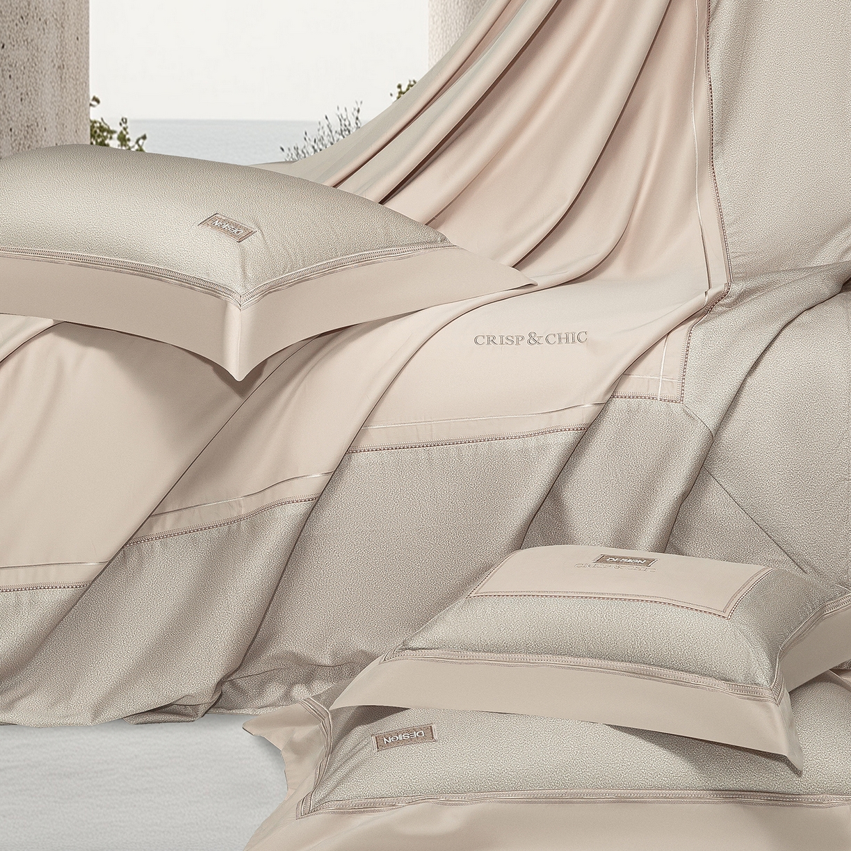 91家纺网 家纺一手货源 找家纺 高大尚婚庆馆 2025新款长绒棉磨毛四件套-迪澳 MXG迪澳-香槟金