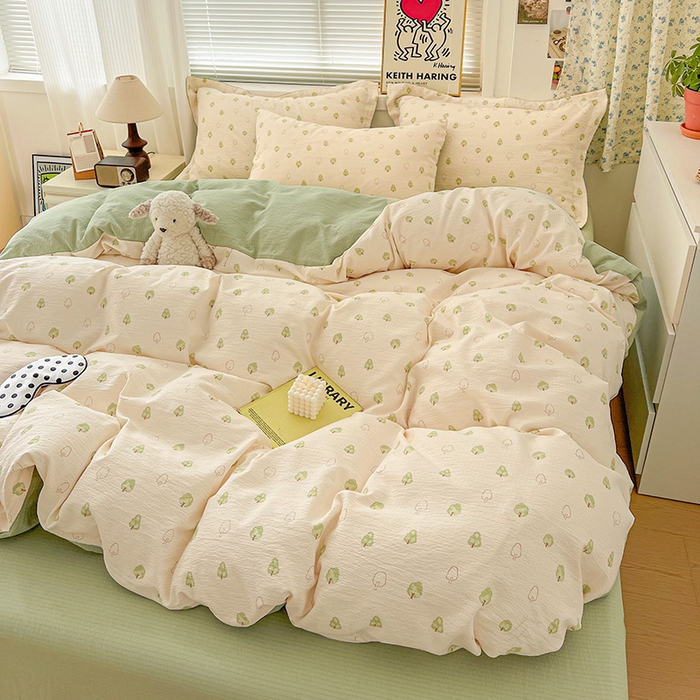 91家纺网 家纺一手货源 找家纺 仟网汇 2025新款古法水洗棉小布袋四件套 森林物语