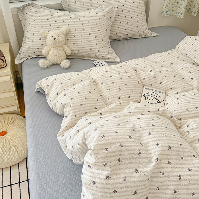 91家纺网 家纺一手货源 找家纺 仟网汇 2025新款古法水洗棉小布袋四件套 山茶花