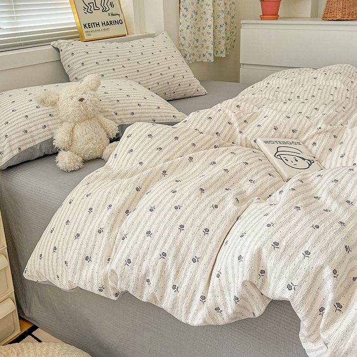 91家纺网 家纺一手货源 找家纺 仟网汇 2025新款古法水洗棉小布袋四件套 山茶花