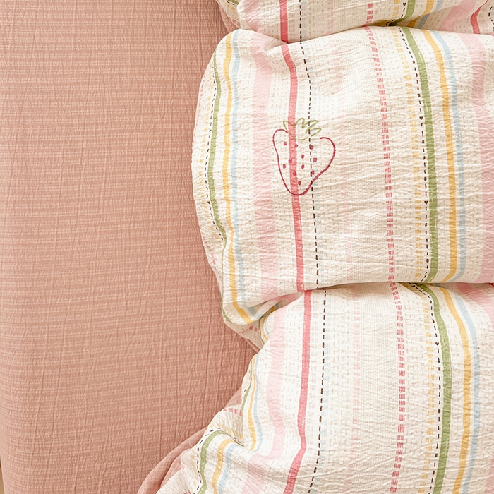 91家纺网 家纺一手货源 找家纺 仟网汇 2025新款古法水洗棉小布袋四件套 小草莓