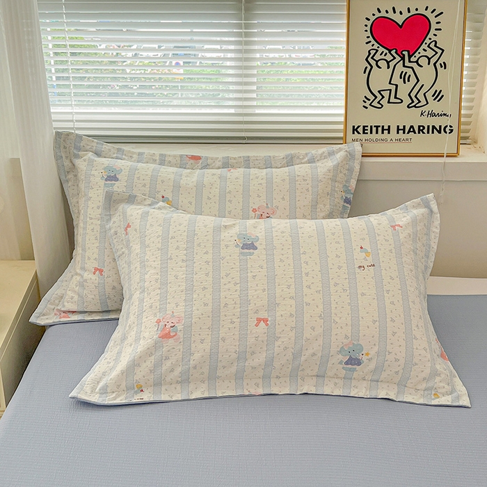 91家纺网 家纺一手货源 找家纺 仟网汇 2025新款古法水洗棉小布袋四件套 小萌象