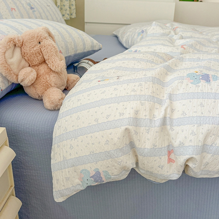 91家纺网 家纺一手货源 找家纺 仟网汇 2025新款古法水洗棉小布袋四件套 小萌象