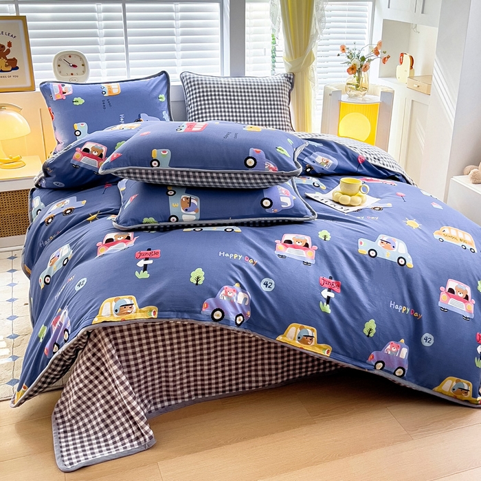 91家纺网 家纺一手货源 找家纺 （总）琪琪阁家纺 2025新款A类全棉纯棉加牛奶绒包边款单被套四件套