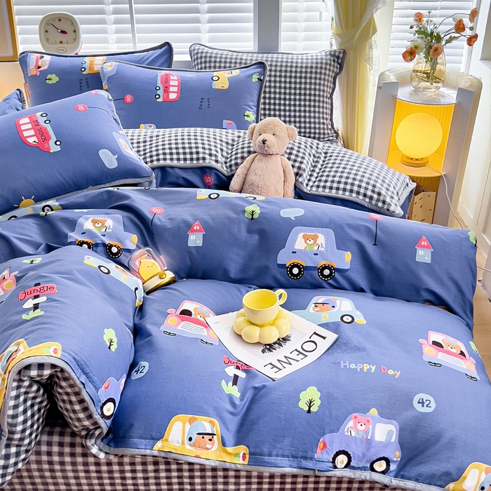 91家纺网 家纺一手货源 找家纺 （总）琪琪阁家纺 2025新款A类全棉纯棉加牛奶绒包边款单被套四件套