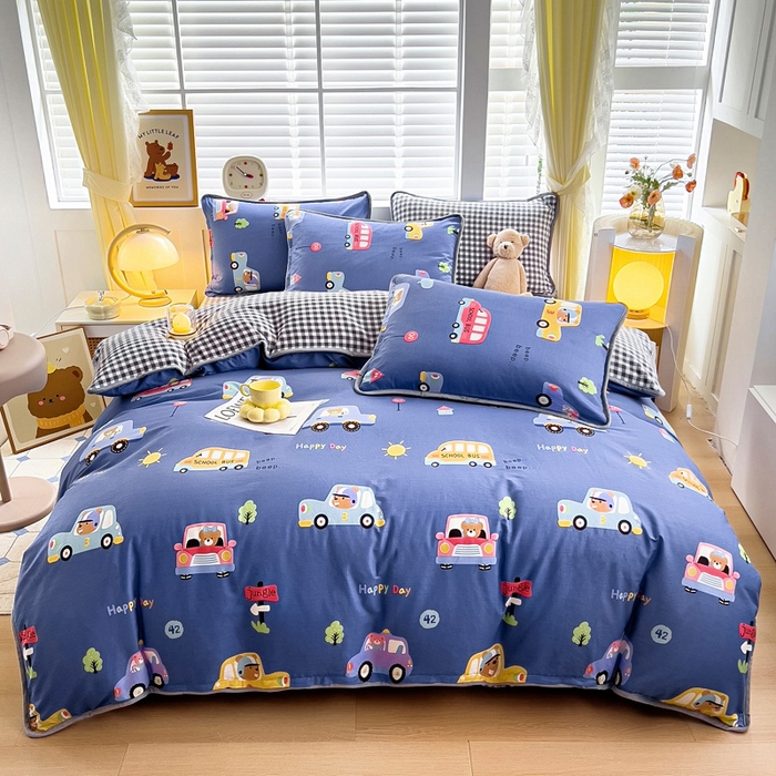 91家纺网 家纺一手货源 找家纺 （总）琪琪阁家纺 2025新款A类全棉纯棉加牛奶绒包边款单被套四件套