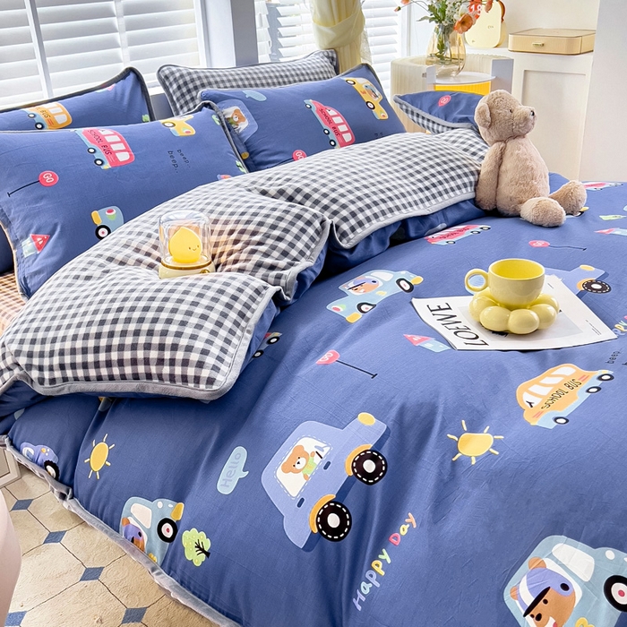 91家纺网 家纺一手货源 找家纺 （总）琪琪阁家纺 2025新款A类全棉纯棉加牛奶绒包边款单被套四件套