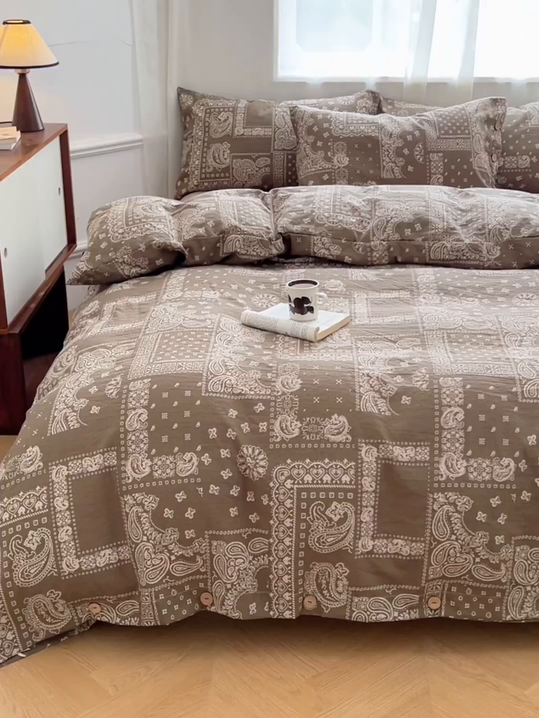 91家纺网 家纺一手货源 找家纺 （总）优尚佳生活馆 2025秋冬新款高克重亚麻复古侘季风复麻系列四件套