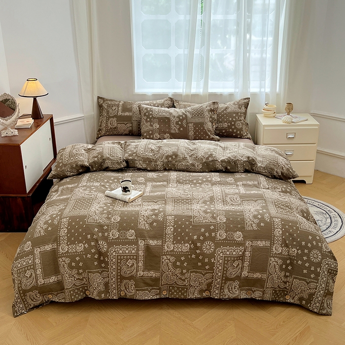 91家纺网 家纺一手货源 找家纺 （总）优尚佳生活馆 2025秋冬新款高克重亚麻复古侘季风复麻系列四件套