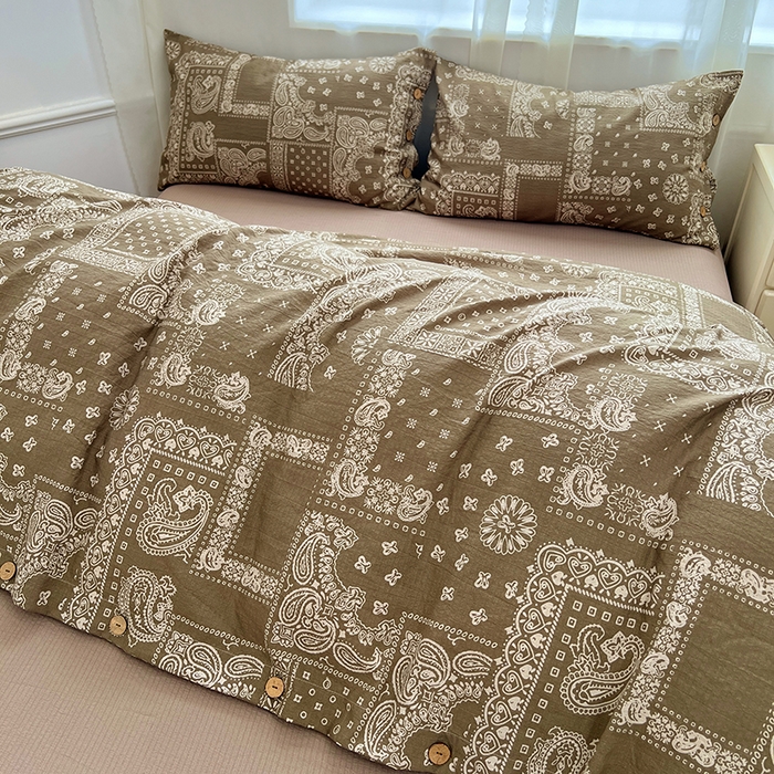 91家纺网 家纺一手货源 找家纺 （总）优尚佳生活馆 2025秋冬新款高克重亚麻复古侘季风复麻系列四件套