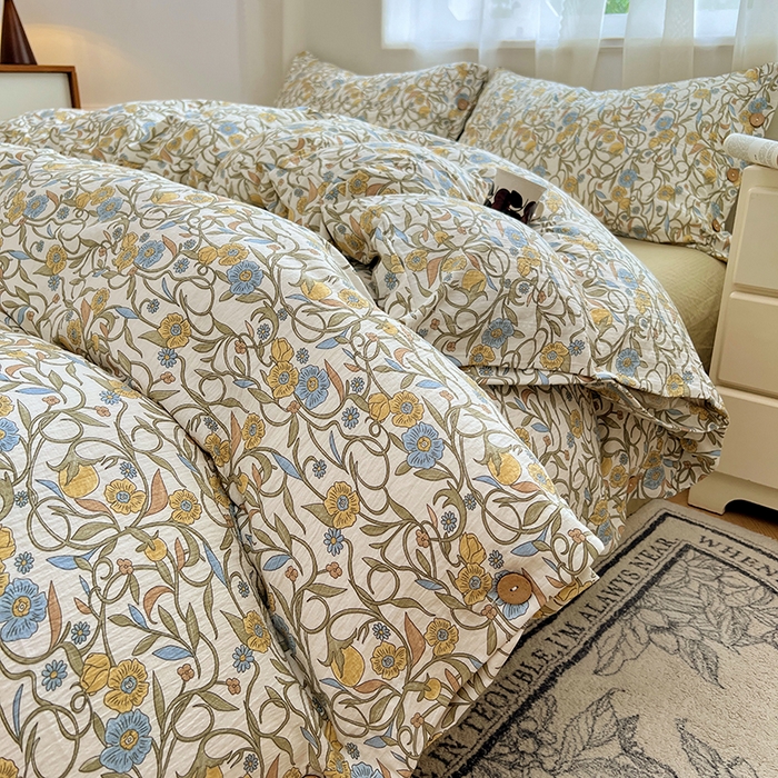 优尚佳生活馆 2025秋冬新款高克重亚麻复古侘季风复麻系列四件套 繁华绮想