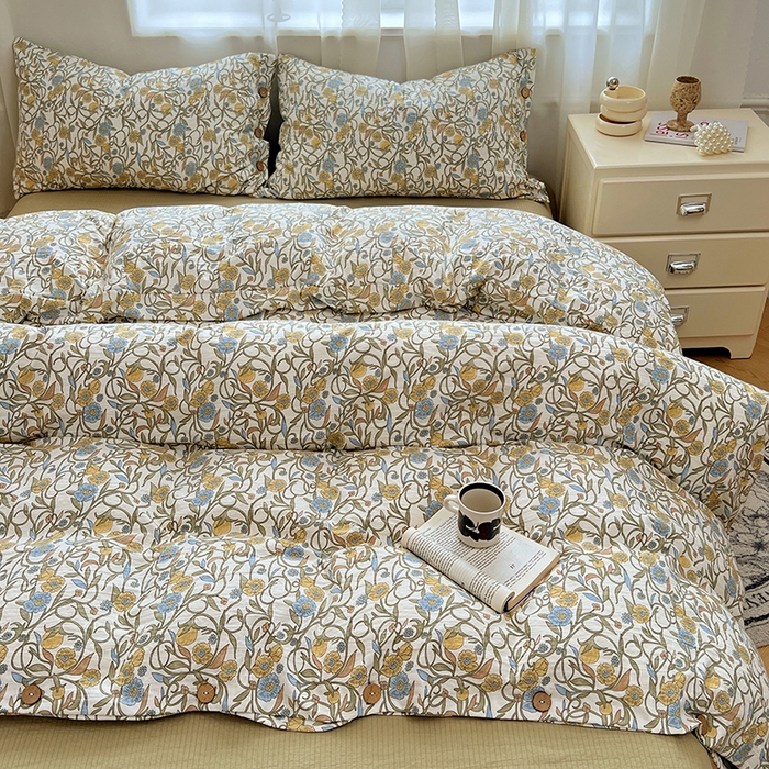 91家纺网 家纺一手货源 找家纺 优尚佳生活馆 2025秋冬新款高克重亚麻复古侘季风复麻系列四件套 繁华绮想