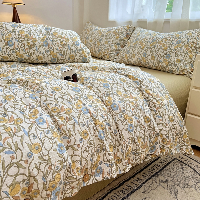 91家纺网 家纺一手货源 找家纺 优尚佳生活馆 2025秋冬新款高克重亚麻复古侘季风复麻系列四件套 繁华绮想