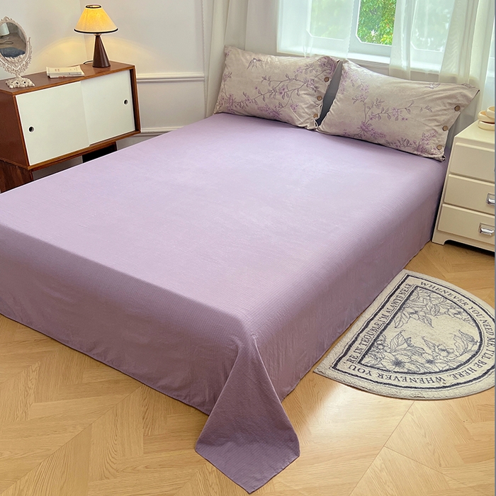 91家纺网 家纺一手货源 找家纺 优尚佳生活馆 2025秋冬新款高克重亚麻复古侘季风复麻系列四件套 粉花眠语