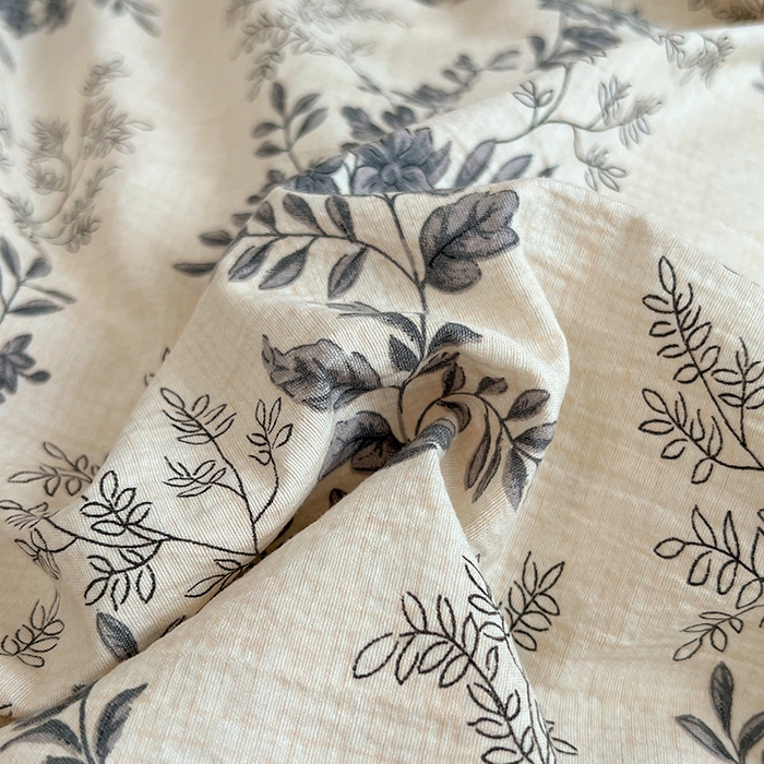 91家纺网 家纺一手货源 找家纺 优尚佳生活馆 2025秋冬新款高克重亚麻复古侘季风复麻系列四件套 浅枝墨语