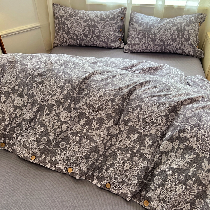 91家纺网 家纺一手货源 找家纺 优尚佳生活馆 2025秋冬新款高克重亚麻复古侘季风复麻系列四件套 霜华梦影