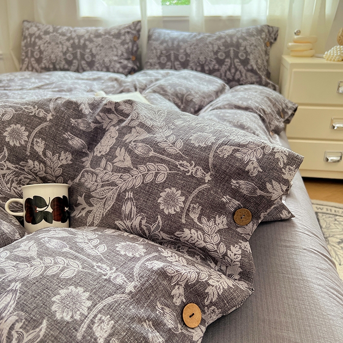 91家纺网 家纺一手货源 找家纺 优尚佳生活馆 2025秋冬新款高克重亚麻复古侘季风复麻系列四件套 霜华梦影