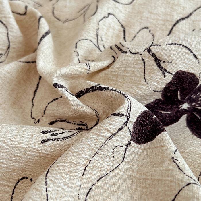 91家纺网 家纺一手货源 找家纺 优尚佳生活馆 2025秋冬新款高克重亚麻复古侘季风复麻系列四件套 素帛花影