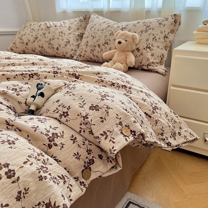 91家纺网 家纺一手货源 找家纺 优尚佳生活馆 2025秋冬新款高克重亚麻复古侘季风复麻系列四件套 碎花漫语