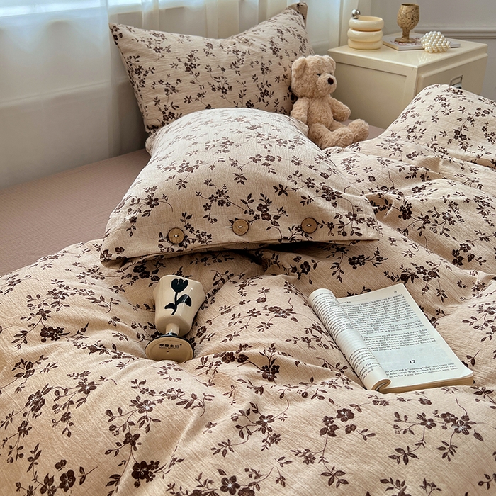 91家纺网 家纺一手货源 找家纺 优尚佳生活馆 2025秋冬新款高克重亚麻复古侘季风复麻系列四件套 碎花漫语