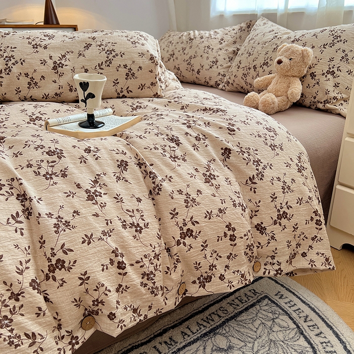 91家纺网 家纺一手货源 找家纺 优尚佳生活馆 2025秋冬新款高克重亚麻复古侘季风复麻系列四件套 碎花漫语