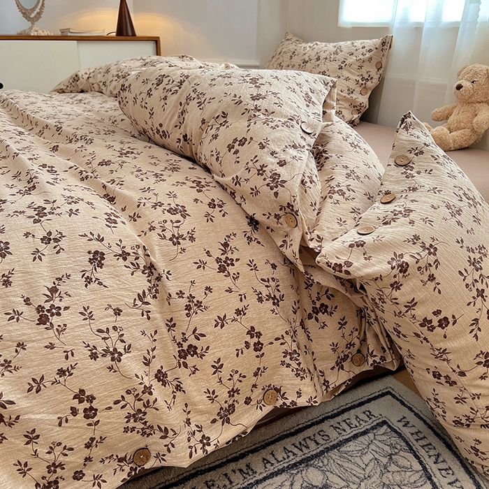 91家纺网 家纺一手货源 找家纺 优尚佳生活馆 2025秋冬新款高克重亚麻复古侘季风复麻系列四件套 碎花漫语