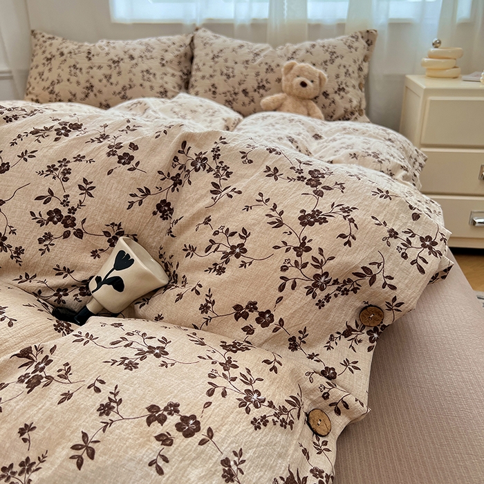 91家纺网 家纺一手货源 找家纺 优尚佳生活馆 2025秋冬新款高克重亚麻复古侘季风复麻系列四件套 碎花漫语