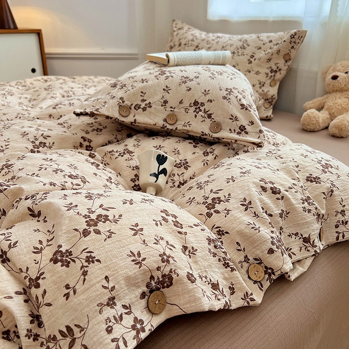 91家纺网 家纺一手货源 找家纺 优尚佳生活馆 2025秋冬新款高克重亚麻复古侘季风复麻系列四件套 碎花漫语