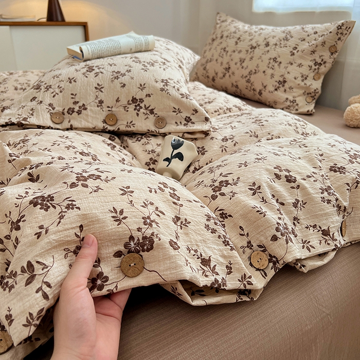 91家纺网 家纺一手货源 找家纺 优尚佳生活馆 2025秋冬新款高克重亚麻复古侘季风复麻系列四件套 碎花漫语