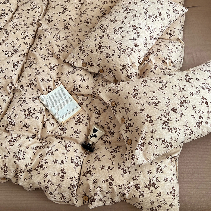 91家纺网 家纺一手货源 找家纺 优尚佳生活馆 2025秋冬新款高克重亚麻复古侘季风复麻系列四件套 碎花漫语