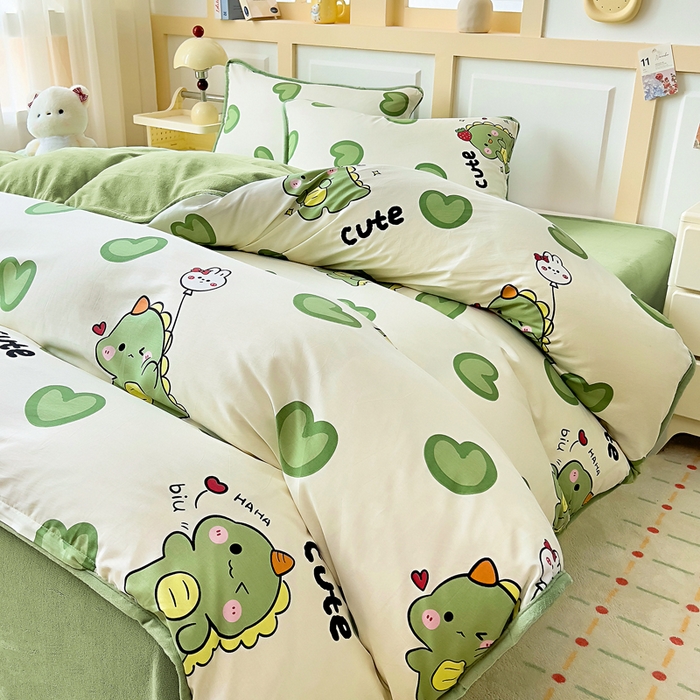 91家纺网 家纺一手货源 找家纺 （总）琪琪阁家纺 2025新款A类全棉纯棉加牛奶绒包边款单被套四件套