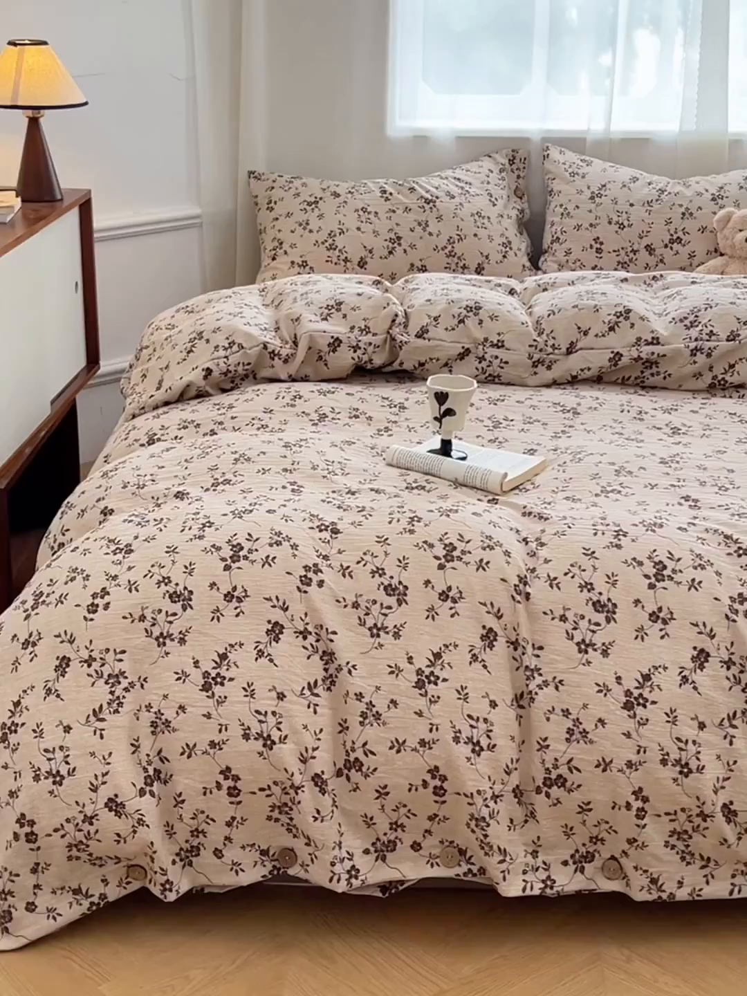 91家纺网 家纺一手货源 找家纺 优尚佳生活馆 2025秋冬新款高克重亚麻复古侘季风复麻系列四件套 碎花漫语