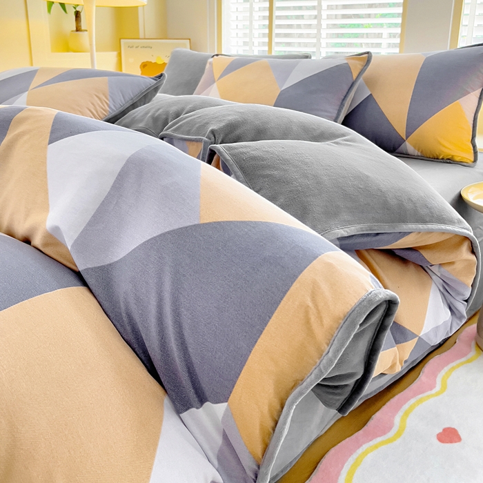 91家纺网 家纺一手货源 找家纺 （总）琪琪阁家纺 2025新款A类全棉纯棉加牛奶绒包边款单被套四件套